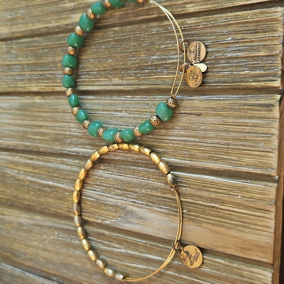 Alex and Ani Gold and Green Beaded Bracelets - Picture 1 of 1